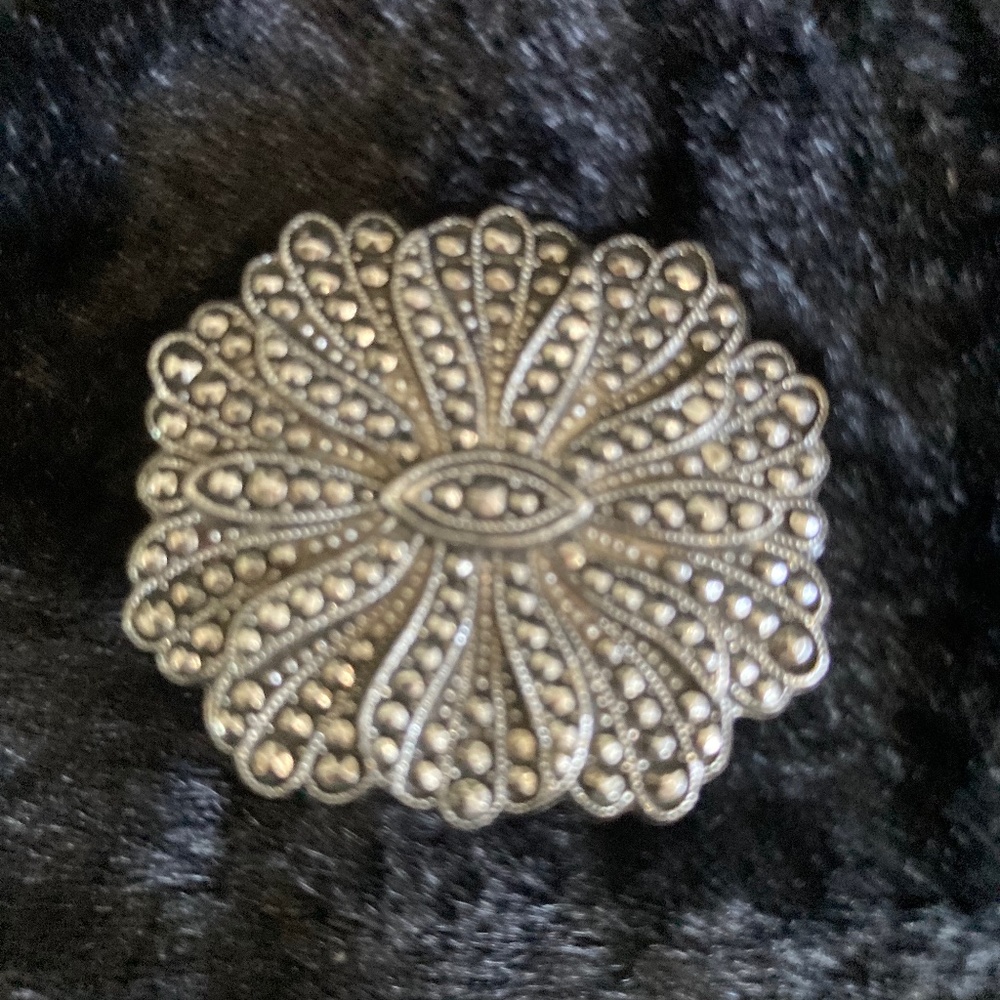 W Germany Signed Eloxal Brooch with Crystals